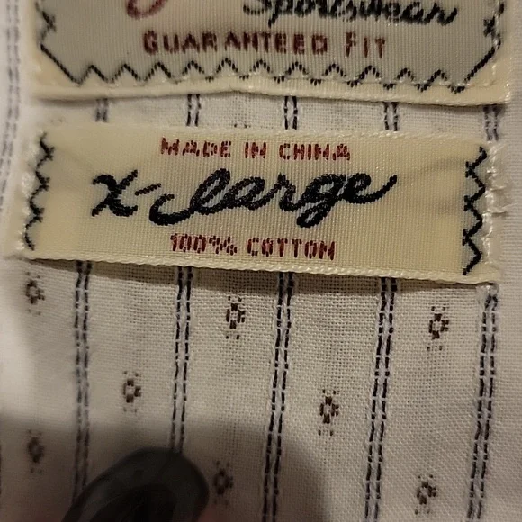 Lucky Brand Men's Western Snap Front White Patterned Button Down Shirt~Size XL - Picture 9 of 11